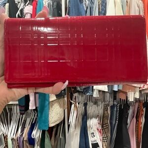 Burberry Bright Red Patent Leather Card Wallet
